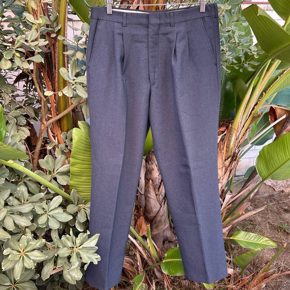 Vintage 70s Perma-Prest Pleated Dress Pants Gray W34 L30 USA